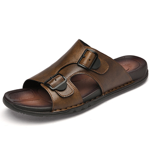 Sandali Estivi da Uomo di Alta Qualità, Sneakers alla Moda, <span class=keywords><strong>Ciabatte</strong></span> da Spiaggia Antiscivolo per Esterni, Fatte a Mano <span class=keywords><strong>in</strong></span> Vera <span class=keywords><strong>Pelle</strong></span> Leggera - Product Image 1