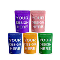 Bolsa de Mylar con Cierre Hermético, Personalizable con Logotipo, a Prueba de Humedad y Olores, para Envasado de Alimentos, 3.5g/7g/1oz/1lb