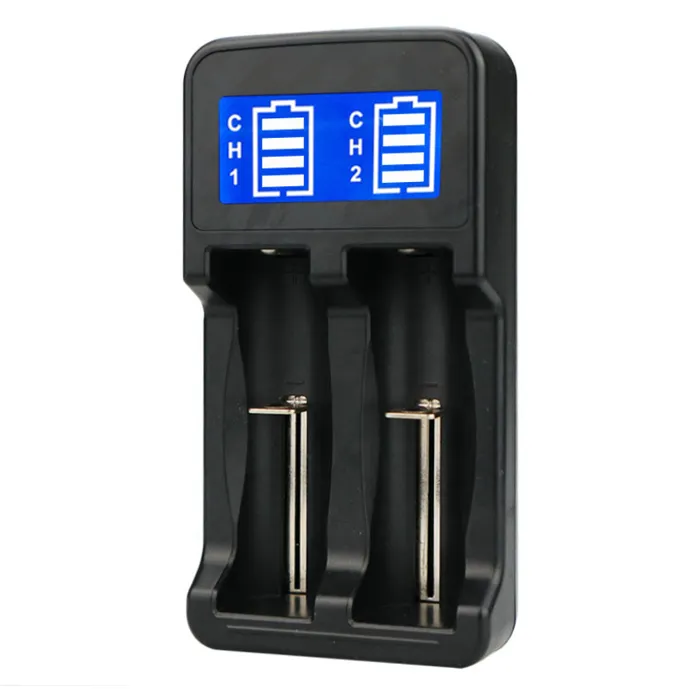 carregador de bateria de celular 1000ma double dual 2 slot lcd display intelligent rechargeable aaa 3.7v 18650 battery charger