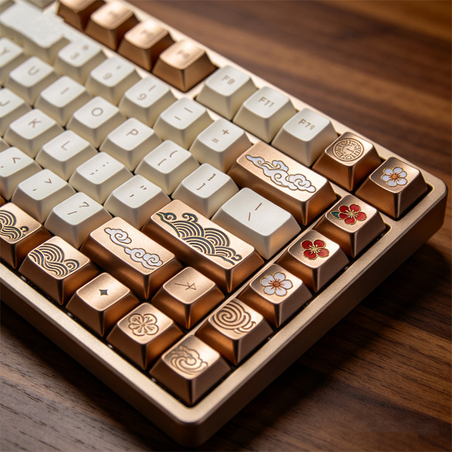 Chinese Style Metal Ceramic PBT Profile Low Profile Custom Handmade Mechanical Keyboard Replaceable Universal Keycap