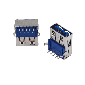 หัวต่อ USB 3.0 Type-A แบบตัวเมีย มุมฉาก 9 พิน แบบ DIP แนวตั้ง ติดตั้งแบบ Thru-Hole  ตัวเรือนทรงสี่เหลี่ยมมาตรฐาน พร้อมฉนวนสีน้ำเงิน - Product Image 2