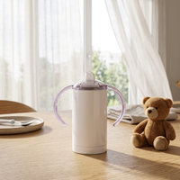 Gobelet isotherme à double paroi en acier inoxydable de 12 oz pour enfants, avec paille et couvercle, bouteille d'eau pour bébé, modèle RTS Sublimation