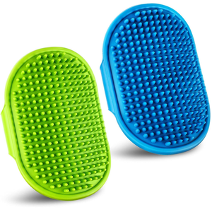 Brosse de massage apaisante en caoutchouc pour chien, prix d'usine, avec poignée annulaire réglable, pour le nettoyage et le toilettage des animaux (chiens et chats) et le bain au shampoing - Product Image 1