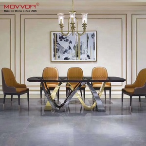 Thiết Kế Mới Nhất Đồ Nội Thất Nhà Hiện Đại Sang Trọng Marble Top Thép Không Gỉ Đen Và Vàng Cơ Sở Bàn Ăn Đặt - Product Image 3