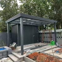 Pérgola Bioclimática Moderna de Aluminio con Techo de Láminas Ajustables, Automática, Eléctrica, para Patio, Resistente al Agua, Fácil de Instalar