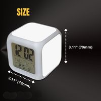 6 Buah Jam LED Sublimasi Kosong Jam Alarm Digital Berubah Warna LED dengan 3 Buah Aluminium Sisipan untuk Logo Cetak yang Dipersonalisasi