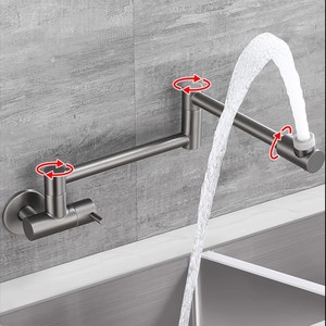 Rubinetto da Cucina Moderno in Acciaio Inox 304 Montato a Parete <span class=keywords><strong>Miscelatore</strong></span> per Lavello in Ottone <span class=keywords><strong>con</strong></span> Doccetta Estraibile - Product Image 5