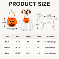 Costume d'Halloween pour chien, motif fantôme, avec capuche en tissu blanc et seau à bonbons citrouille, tenue amusante, mignonne et effrayante pour animaux de compagnie, pour la fête des trucs ou des friandises, pour chiens et chats