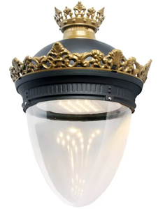 Lanterne de jardin couronnée noire et or 60W, certifiée CE RoHS, étanche, pour propriétés résidentielles de luxe - Product Image 2