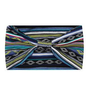 Diadema elástica de algodón bohemio ancha con nudos, a rayas, antideslizante, para deportes y entrenamiento, venta al por mayor de fábrica - Product Image 4