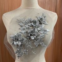 Nouvelle applique en tissu polyester à fleurs 3D en dentelle, accessoires de vêtement, décorations en diamant, patchs décoratifs DIY