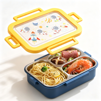 Boîte à lunch pour enfants pour la rentrée scolaire, 3 compartiments, 720 ml, acier inoxydable 304, rectangulaire, sans BPA