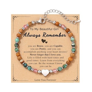 Nuovo Arrivo <span class=keywords><strong>Bracciale</strong></span> da Donna con Chiusura a Moschettone a Croce in Acciaio Inossidabile con Perline da 4mm, Gioiello Regalo per la Famiglia - Product Image 3