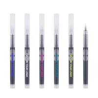 Stylo gel en plastique transparent, encre pailletée, encre noire, liquide droit, grande capacité, logo personnalisable, largeur d'écriture de 0,5 mm