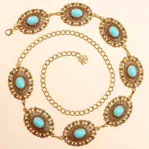 Chaîne de taille pour femme, style bohème western, motif floral turquoise, en métal, pour usage quotidien, en alliage de zinc, taille unique - Product Image 3