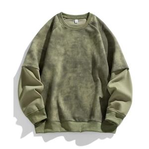 Sweat-shirt unisexe à col rond délavé à l'acide, pull vintage à dégradé de couleurs, manches contrastées, haut décontracté à manches longues - Product Image 1