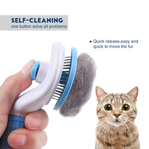 Peine de aseo para mascotas autolimpiante de plástico de goma de silicona de lujo, removedor de pelo, cepillo de Masaje para perros, uso eficaz en el baño de gatos - Product Image 3