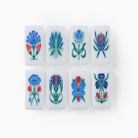 Jeu de tuiles de mahjong américain en acrylique à quatre couches avec icônes naturelles botaniques, œuvre d'art personnalisée pour les cadeaux en gros et les détaillants de jeux