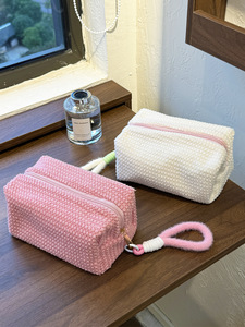 OEM Supported Soft Fluffy Cosmetic Pouch Fuzzy Zipper <b>Makeup</b> Bag with Handle for Travel Storage - Product Image 2