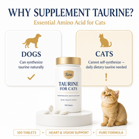 Suplemento Esencial de Taurina para Gatos, Apoyo para el Corazón y la Visión, Tabletas de Aminoácidos Imprescindibles, 100 Unidades, Cuidado Diario, OEM