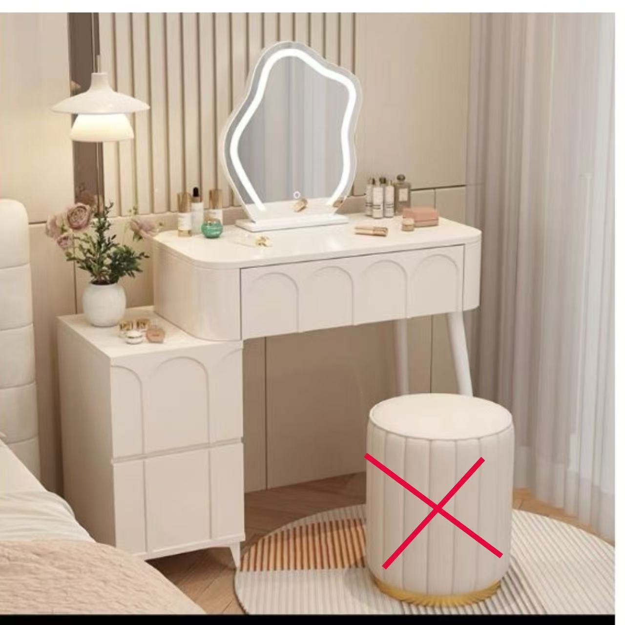 Table et armoire blanches 100 cm [pas de tabouret]