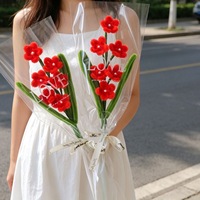 QY Fleurs artificielles faites à la main sur tige, produits finis, pour anniversaire, fête des Mères, remise de diplôme, fleurs en élastiques de plomberie, cadeau