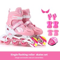 Patin à Roulettes Quatre Roues Réglables Lumineux pour Enfants Patins Convertibles