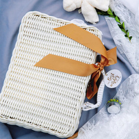 Panier de rangement alimentaire rectangulaire en rotin PP tissé à la main, style Japandi, multifonctionnel, finition brillante, 1-3L