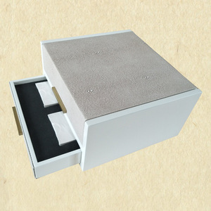 Jewelry <b>Box</b> With <b>Drawer</b> 25x25x15cm Gray Shagreen Top For <b>Storage</b> Organizers - Product Image 1