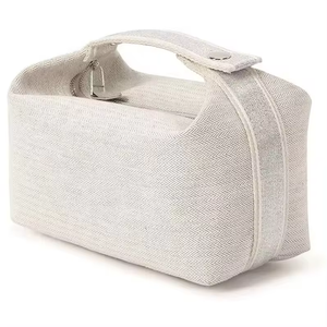 Sac de maquillage personnalisé en toile de coton naturel, chanvre, jute, résistant à l'eau, avec fermeture éclair, vente en gros, voyage, réutilisable, durable, pour femmes - Product Image 4