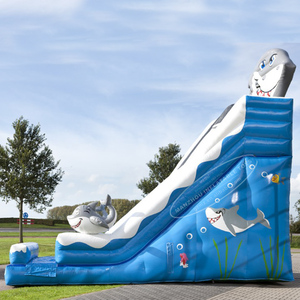 Phổ biến tùy chỉnh <span class=keywords><strong>Inflatable</strong></span> thương mại thư bị trả lại <span class=keywords><strong>Slide</strong></span> cá mập chủ đề khô trượt cho trẻ em Người lớn - Product Image 2