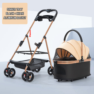 Best-seller mondial en gros : Poussette de luxe Oxford à 4 roues pour animaux de compagnie, pliable et portable, pour chat et chien, chariot de voyage, fournitures pour animaux - Product Image 5