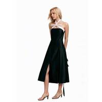Robe maxi élégante en laine peignée à motifs floraux pour femmes, style gothique, dos nu, patchwork, dentelle, respirante, OEM, été, bal de promo