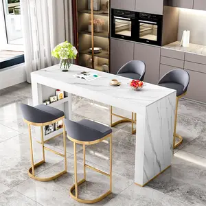 Marble Bar Table Rectangular High Dining Tea Room Furniture Lightluxury Bar Table Nordic Living Room Iron Modern Jason Optional