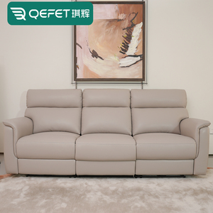Sofá Reclinable Seccional Manual Moderno <span class=keywords><strong>de</strong></span> Cuero Genuino con Consola y <span class=keywords><strong>Mesa</strong></span> Plegable para Sala <span class=keywords><strong>de</strong></span> Estar - Product Image 3