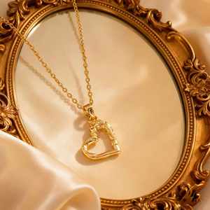 Collar De Acero Inoxidable Stainless Steel <b>Chain</b> Gold Plated Necklace Vine Heart Necklace for Women Heart Shape Pendant Necklace - Product Image 2