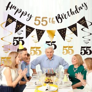 Kit de Decoración para <span class=keywords><strong>Cumpleaños</strong></span> Número <span class=keywords><strong>55</strong></span> para Hombres y Mujeres, Pancarta de <span class=keywords><strong>Feliz</strong></span> <span class=keywords><strong>Cumpleaños</strong></span> Número <span class=keywords><strong>55</strong></span>, Serpentinas, Pancarta de Banderines Triangulares para Fiesta de <span class=keywords><strong>Cumpleaños</strong></span> - Product Image 4
