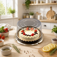 Boîte à gâteau ronde en PET de qualité alimentaire avec base dorée, emballage transparent jetable pour desserts