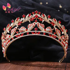 BELLEWORLD H1355 Bulk Princess Rhinestone Crystal Beauty Custom Big Pageant Queen Miss World Crown And Tiara