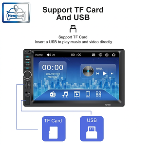 Lecteur MP5 pour voiture Hengwell 7 pouces 2 Din avec écran tactile, prise en charge du contrôle du volant de la voiture, lien miroir, lecteur <span class=keywords><strong>DVD</strong></span> de voiture intégré avec Bluetooth - Product Image 3
