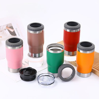 Mug à bière isotherme en acier inoxydable de 14 oz avec ouvre-bouteille et double couvercle, gobelet isotherme 4-en-1 pour canettes avec double couvercle