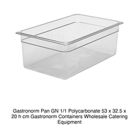 Bac alimentaire en polycarbonate GN 1/1 53 × 32,5 × 20 h cm, sans couvercle, -100/+100 ° C