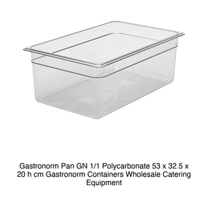Recipiente para alimentos de policarbonato GN 1/1, 53 × 32.5 × 20 h cm, sin tapa, -100/+100 ° C - Product Image 2