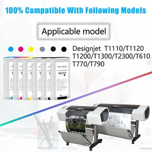 Cartouche d'encre Supercolor 70/72 Compatible pour imprimante HP T1100 T100, T610, T620, T770, T790, T1100, T1120, T1200, T1300, T2300