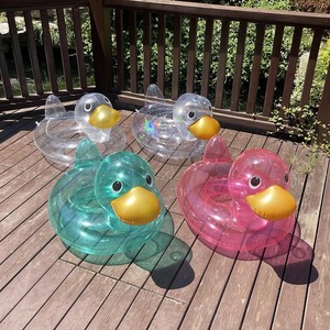 Anillo de natación inflable de pato Rosa colorido para niños con logotipo personalizado Anillo de flotador de tubo de PVC para asiento de natación de piscina para niños - Product Image 6