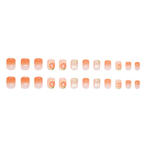Gradient orange vibrant et ludique en gros bon marché d'usine avec nœud papillon et <span class=keywords><strong>autocollants</strong></span> pour <span class=keywords><strong>ongles</strong></span> détachables mignons, 24 pièces - Product Image 6