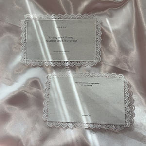 Carte d'invitation de mariage de luxe faite à la main en dentelle, bord festonné, vintage, élégante, personnalisée, imprimée en typographie, gaufrée, offset - Product Image 2