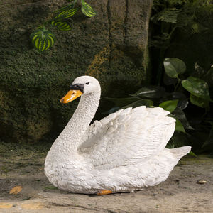Оптовая продажа, статуэтка животного, украшение для сада в виде лебедя, Реалистичные Статуи Животных, большой изогнутый Лебедь из смолы - Product Image 1