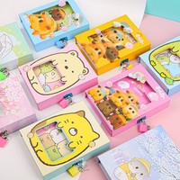 1 pièce Carnet de notes à mot de passe avec serrure, design créatif animaux de dessin animé, pour étudiants, reliure sans fil, coffret cadeau pour enfants