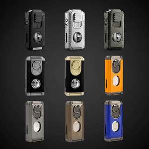 ไฟแช็คซิการ์อเนกประสงค์แบบกันลม พร้อมที่เจาะและตัด  ราคาส่งถูก รับทำโลโก้ตามสั่ง ไฟสีฟ้า - Product Image 2